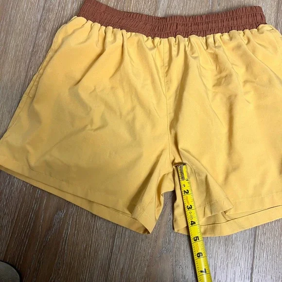 FIFTY BY JACKS SURFBOARDS Yellow Swim Trunks Shorts Mens Size L Elastic Waist - Picture 3 of 6